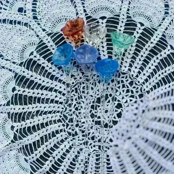 Retro MCM Glass Stirrer Sticks Barware - Colorful Flowers - Picture 6 of 10